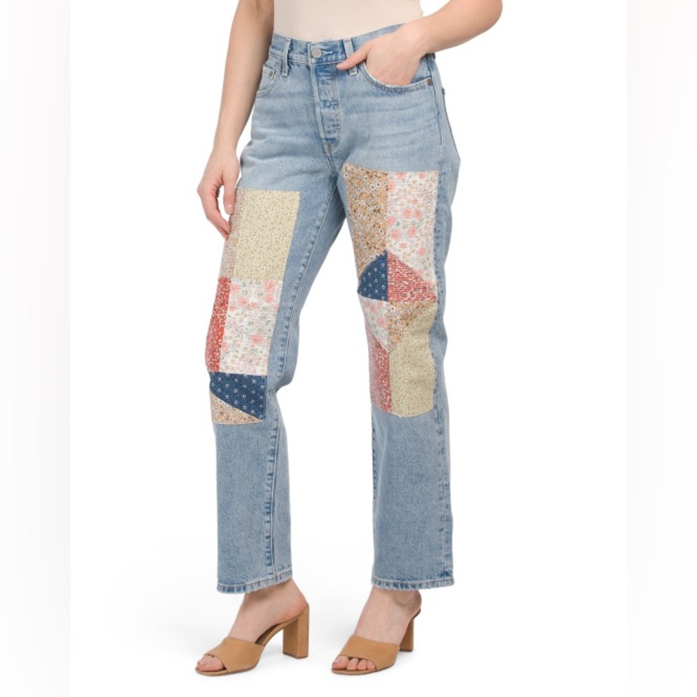 Levi's 150 year anniversary Road Tripping Patchwork Straight Leg Jeans 28x30 nwt